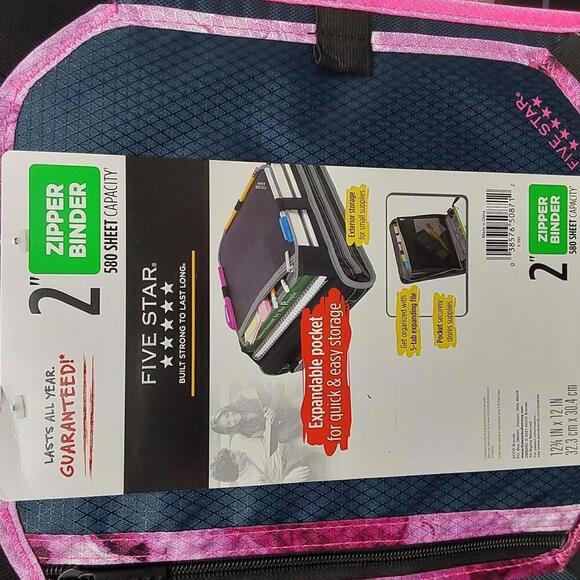 Five Star 2-Inch Zipper Binder with Expandable Pocket - Picture 5 of 7